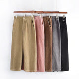 High Waisted Corduroy Straight Leg Trousers