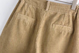 High Waisted Corduroy Straight Leg Trousers
