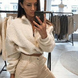 Zip Up Sherpa Pullover