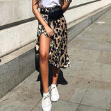 High Waisted Leopard Midi Skirt