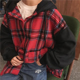 Plaid Oversized Drop Shoulder Hoodie