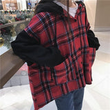 Plaid Oversized Drop Shoulder Hoodie