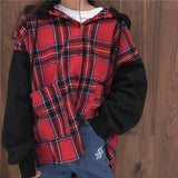 Plaid Oversized Drop Shoulder Hoodie