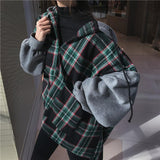 Plaid Oversized Drop Shoulder Hoodie