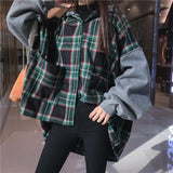 Plaid Oversized Drop Shoulder Hoodie