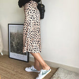High Waisted Leopard Midi Skirt