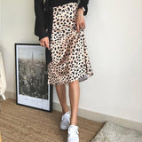 High Waisted Leopard Midi Skirt