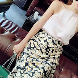 High Waisted Leopard Midi Skirt