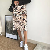 High Waisted Leopard Midi Skirt