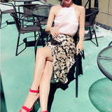 High Waisted Leopard Midi Skirt