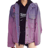 Purple Gradient Distressed Denim Jacket