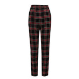 High Waist Cotton Plaid Trousers