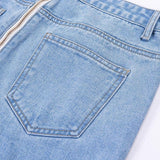 High Waisted Back Zipper Jeans