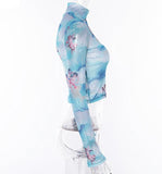 Cherub Sky Turtleneck Meshed Shirt