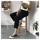 High Waisted Cut Knee Ankle Jeans