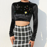 "Do You Think Of Me When You Can't Sleep" Cropped Velvet Top