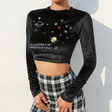 "Do You Think Of Me When You Can't Sleep" Cropped Velvet Top