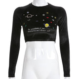 "Do You Think Of Me When You Can't Sleep" Cropped Velvet Top
