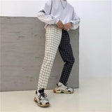 Two Tone Grid Plaid Trousers