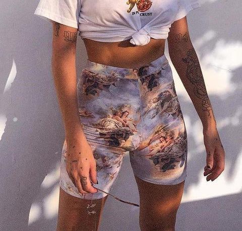 High Waisted Angels Biker Shorts