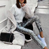 Snake Print Straight Trousers