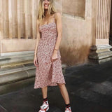 Red Floral Spaghetti Strap Dress