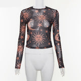Sun Moon Stars Mesh Top