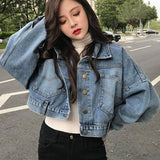 Cropped Buttoned Denim Jacket