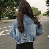 Cropped Buttoned Denim Jacket