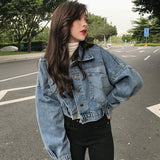 Cropped Buttoned Denim Jacket