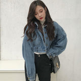 Cropped Buttoned Denim Jacket