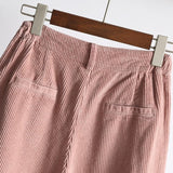 High Waisted Corduroy Straight Leg Trousers