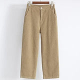 High Waisted Corduroy Straight Leg Trousers
