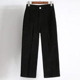 High Waisted Corduroy Straight Leg Trousers