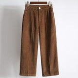 High Waisted Corduroy Straight Leg Trousers