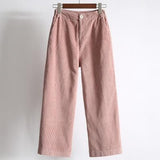 High Waisted Corduroy Straight Leg Trousers