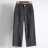 High Waisted Corduroy Straight Leg Trousers
