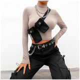 Khaki Turtleneck With Detachable Tactical Shoulder Bags