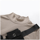 Khaki Turtleneck With Detachable Tactical Shoulder Bags
