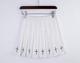 Embroidered Pleated Cross Skirt