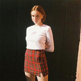 Red Plaid Mini Skirt