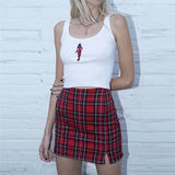 Red Plaid Mini Skirt