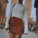 Red Plaid Mini Skirt