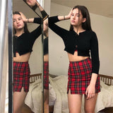 Red Plaid Mini Skirt