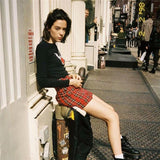 Red Plaid Mini Skirt