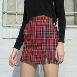 Red Plaid Mini Skirt