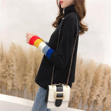 Rainbow Cuff Turtleneck Sweater