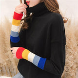 Rainbow Cuff Turtleneck Sweater