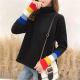 Rainbow Cuff Turtleneck Sweater