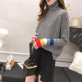 Rainbow Cuff Turtleneck Sweater